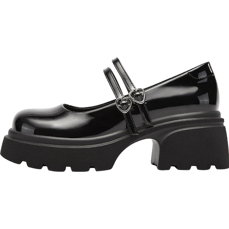 DAPHNE Mary Jane Shoes for Women, Spring And Autumn 2025, High Heels, Versatile Academic Style, Single Shoes, Thick-Soled Leather Shoes, Black, Size 40