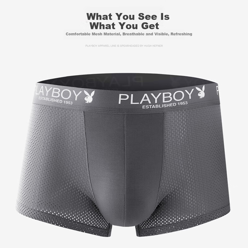 Мужские боксеры PLAYBOY, набор из 4 штук, из ледяного шелка с сетчатой структурой, антибактериальные, дышащие, с эластичной посадкой