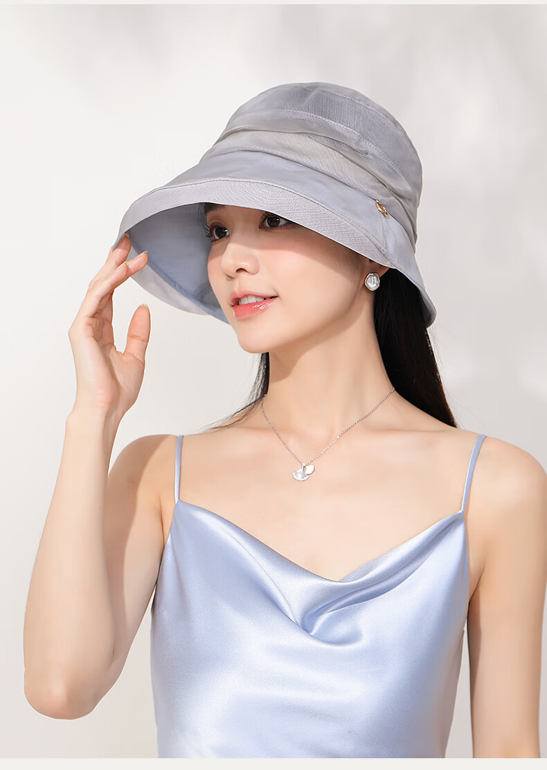 FANCET Mulberry Silk Sun Hat for Women, Summer Elegant Rolled-Edge Hat, Lightweight Silk Sun Protection Fisherman Hat, Birthday Gift for Elders 16