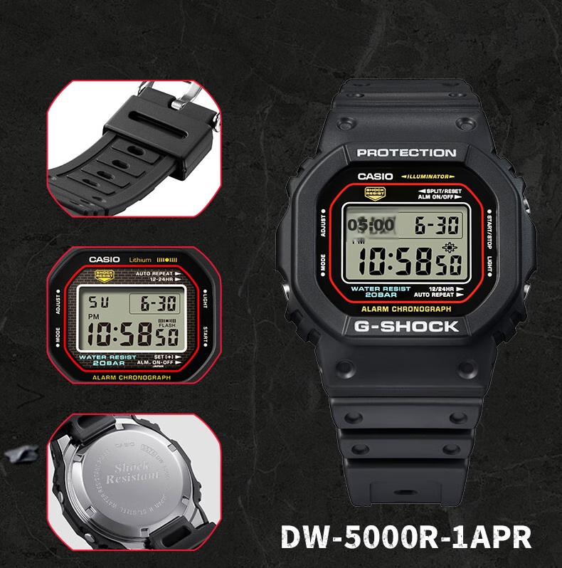 Casio Men's G-SHOCK Watch, Square Digital Sports Watch, Japanese/Korean Style, Gift for Boyfriend, DW-5600RL 5
