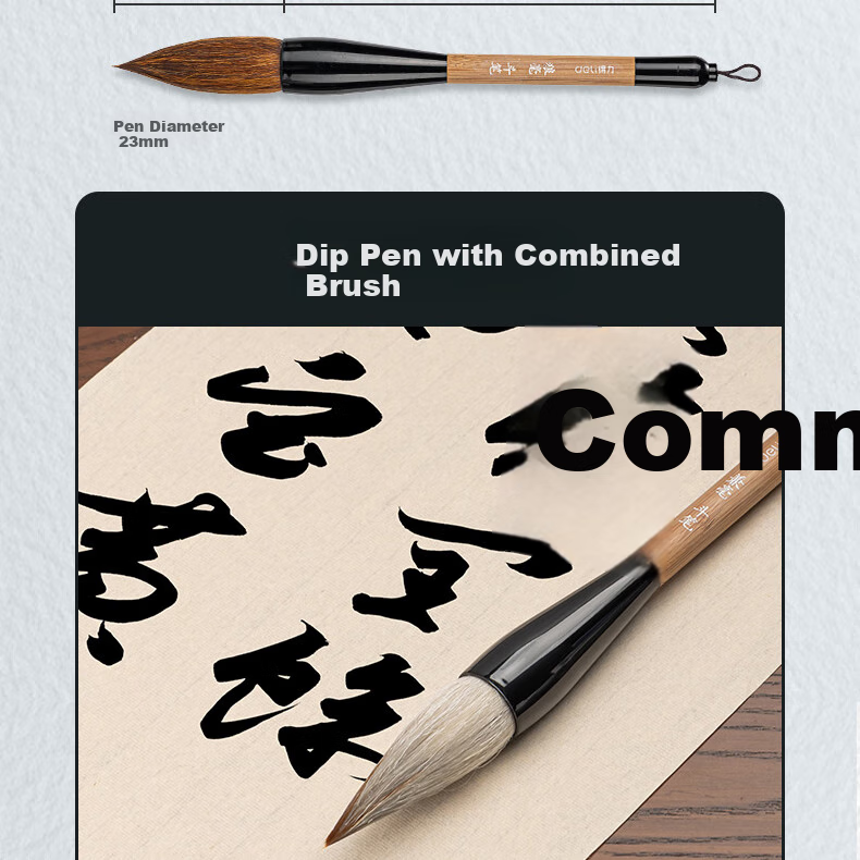 Deli Calligraphy Brush Set with Large Wolf Hair Brush for Spring Festival Couplets And Fu Character Writing, Square Bracket Calligraphy Brush for Chinese Painting Beginners, Suitable for Large Regular Script Calligraphy, Extra-Large Soft Brush 10
