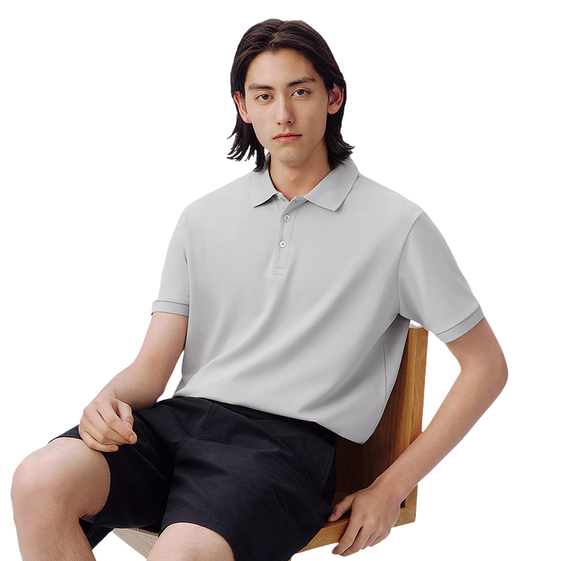 Hongdou Ice Cream Men's Short Sleeve Polo Shirt Summer Cool Moisture-Wicking Quick-Dry Collared T-Shirt