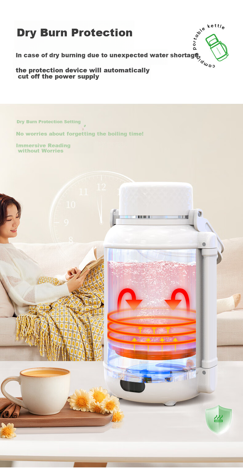 Hamilton Beach Portable Electric Kettle Health Pot Water Boiler Cup 1.2L Baby-Friendly Grade 316L Stainless Steel Camping Travel Insulated Hot And Cold Temperature Control EC12101 8