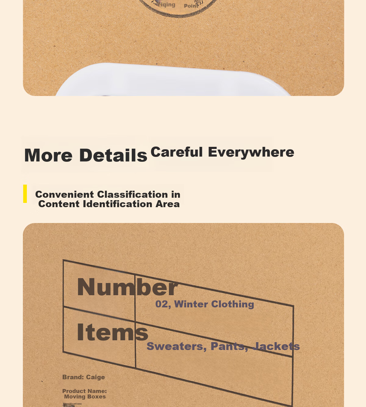 Caige Moving Cardboard Boxes, Packing Boxes, Storage Boxes, Shipping Boxes, Thick Paper Shell Boxes, Large Moving Boxes, Moving Helper Cardboard Boxes with Handles, 60*40*50cm 7