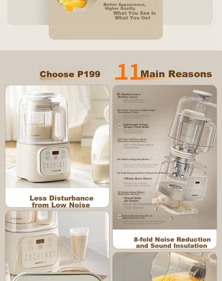 Joyoung Home Use 1.2L Programmable Blender Soy Milk Maker with One-Button Cleaning High-Speed Blender L12-P199 7
