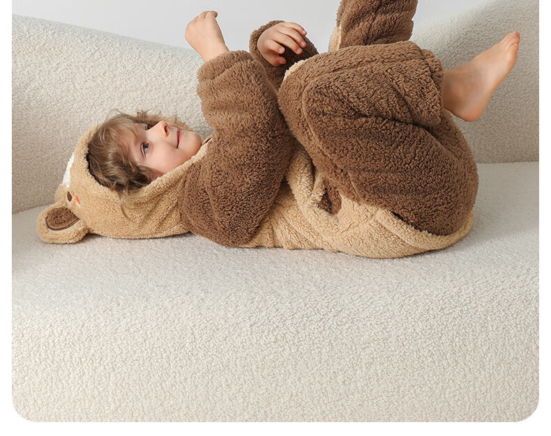Betis Children's Winter Fleece Pajama Set Thickened Cotton-Padded Warm Homewear for Boys and Girls 19