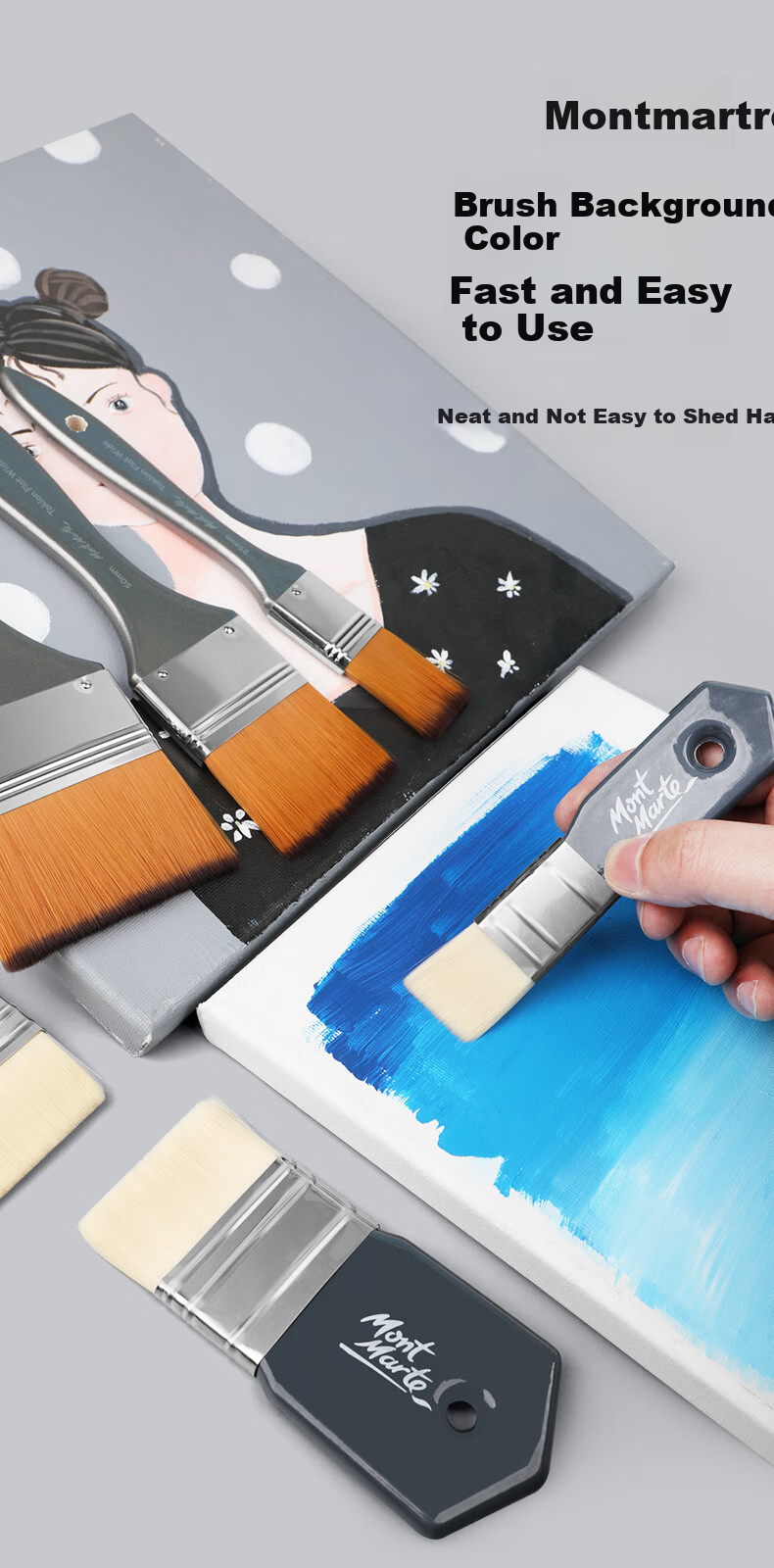 Mont Marte Brush, 75mm Flat Brush, Art Painting Paint Brush, Gouache Watercolor Acrylic Oil Painting Brush, Nylon Flat Head Brush, Single Brush MPB0056, Art Sketching 5