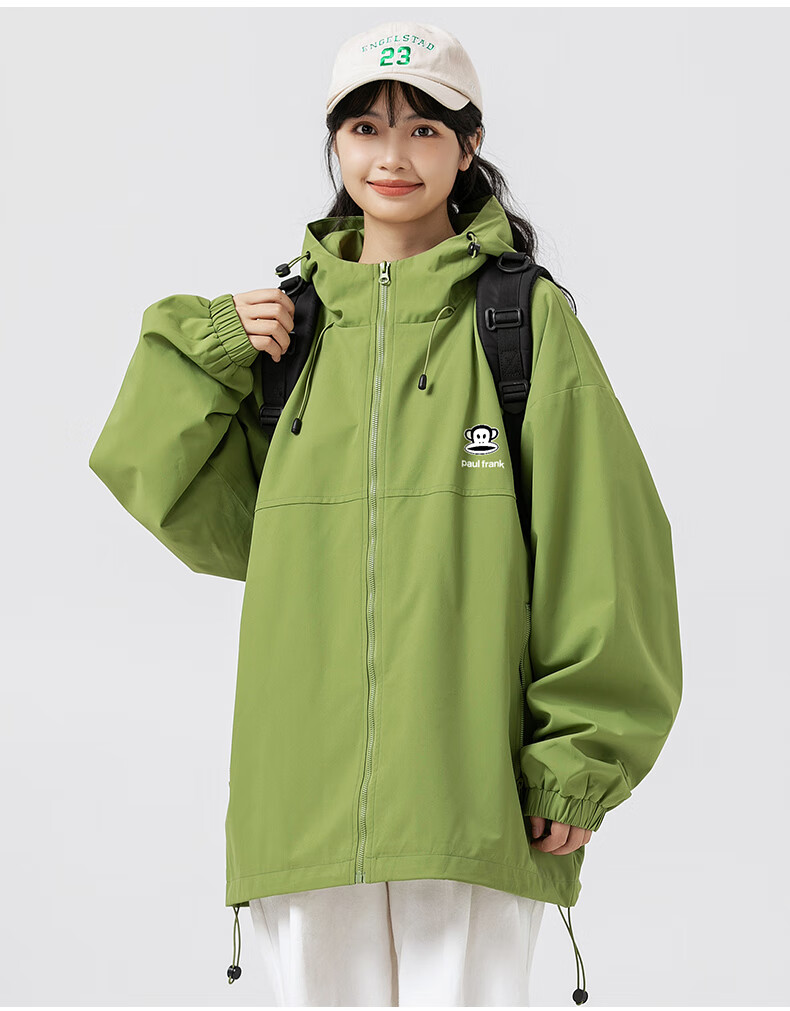Paul Frank Men's Jacket, Spring And Autumn American Trendy Couple's Jacket, Outdoor Casual Loose Workwear Coat, Lime Green, 2XL 4