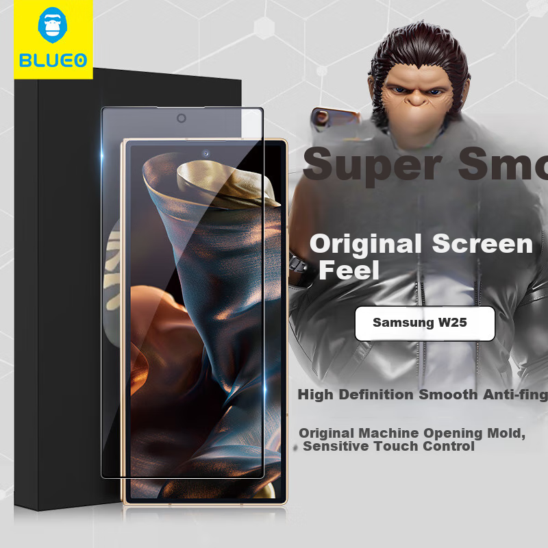 BLUEO Screen Protector for Samsung W25, Tempered Glass Film, Anti-Static, HD Clear, Anti-Fingerprint, Shatterproof Phone Protective Film