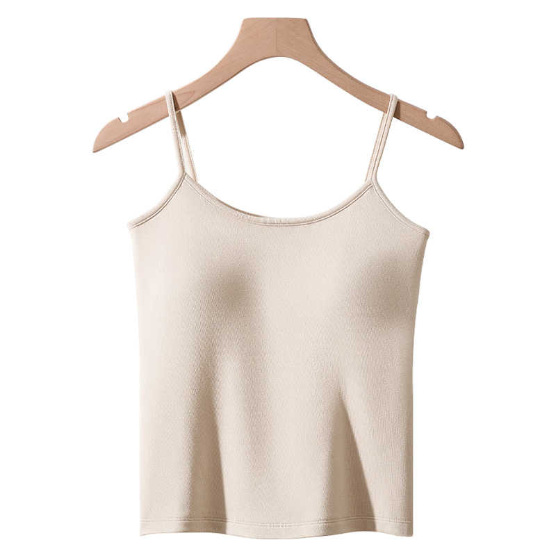 MiiOW Women's Camisole Bra with Built-In Pads, Beautiful Back Inner Wear Undershirt T-Shirt Spring/Summer 2026 Apricot Color Size L