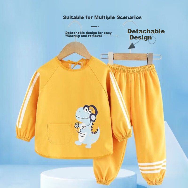 9I9 Baby Eating Anti-Dirt Coverall, Autumn And Winter Splash-Proof Clothing, Separate Full-Body Protective Suit, Crawling Outfit A133 Dinosaur