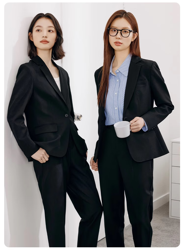 Miss Bird Lucky Series Black Professional Suit Set Women's Civil Service Interview Formal Commuter Elegant Blazer Set 7
