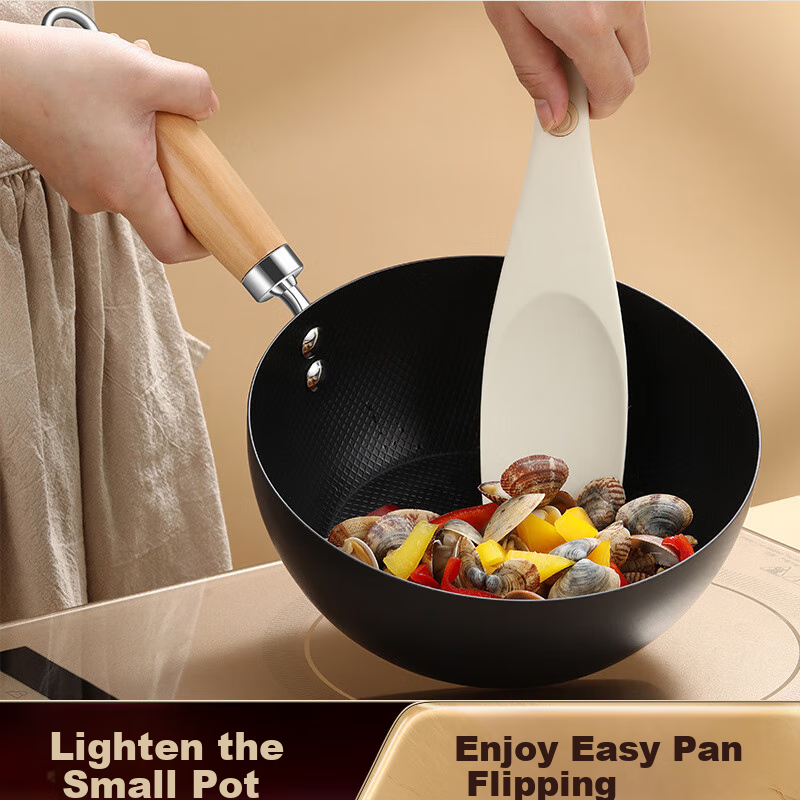 SSN Small Wok Pan 18cm Small Iron Pan for One Person, Stir-Fry Pan, Small Size without Coating, Baby Food Pot for 1-2 People 3