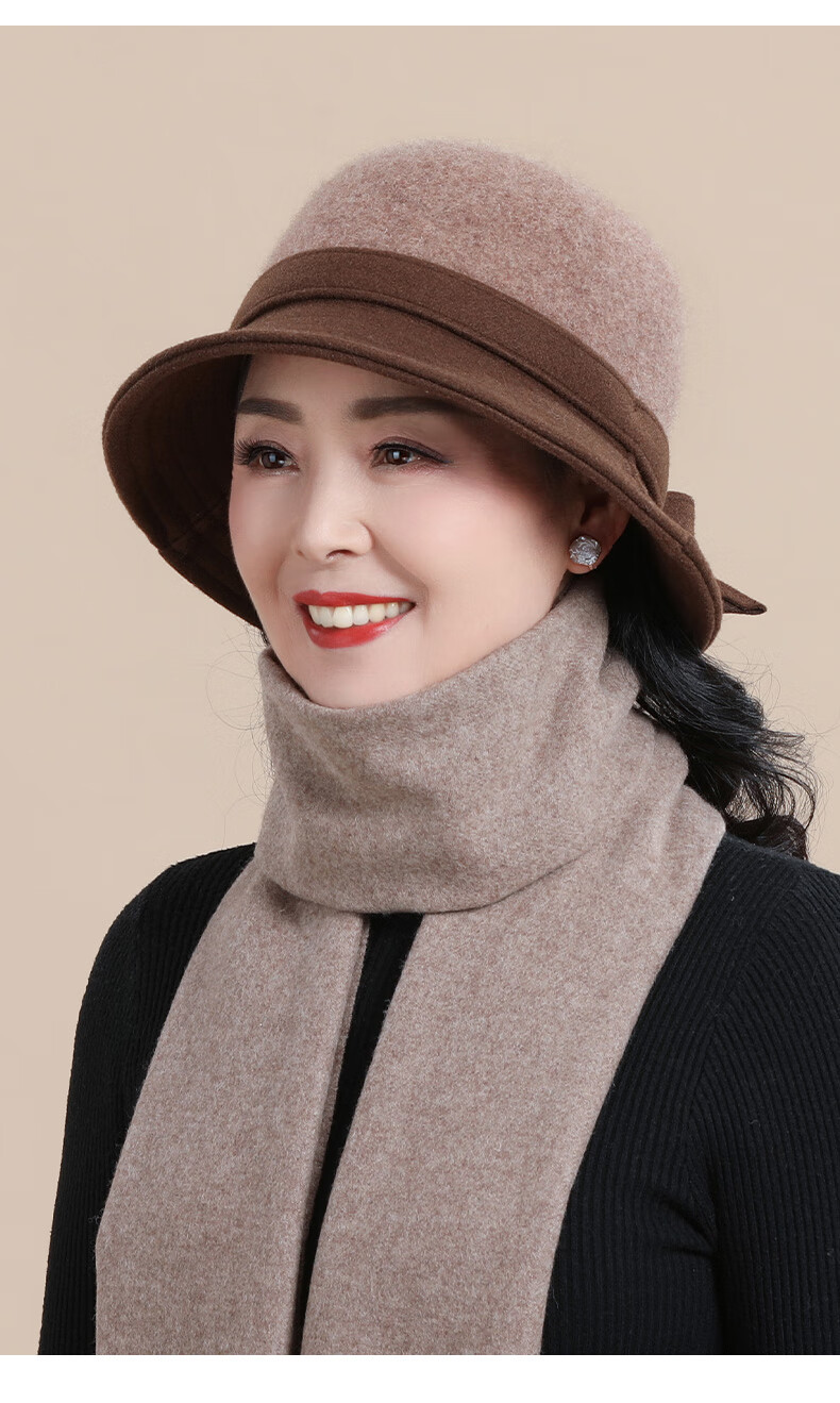 Hengyuanxiang Women's Autumn Winter Warm Elegant Hat for Middle-aged and Elderly, Birthday and New Year Gift for Mom and Elders 6