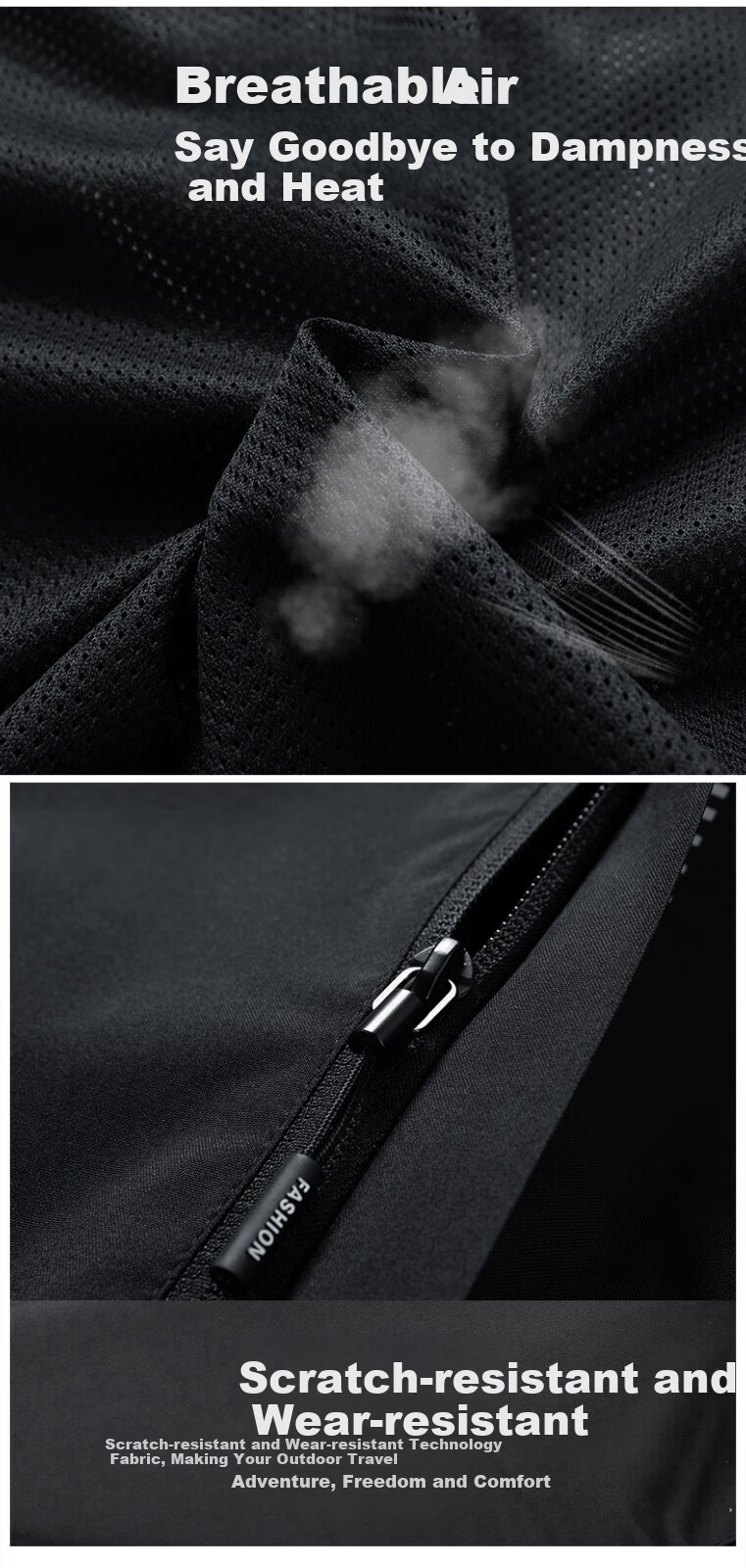 JEANSWEST OUTDOOR Men's Jacket, Autumn And Winter Windbreaker Coat, Long-Sleeve Outerwear, Hooded Sports Outdoor Hiking Wear, Black Single Layer, 3XL 2