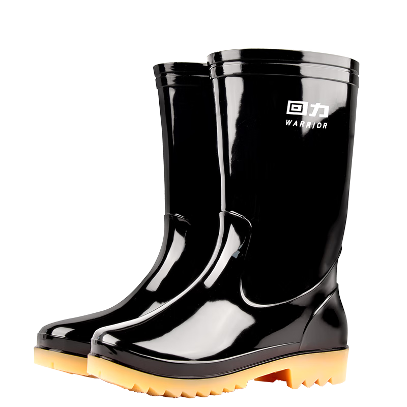 Huili Men's Tall Rain Boots, Outdoor Waterproof Non-Slip Rubber Shoes, Wear-Resistant Fishing Car Washing Rain Boots, Overshoes, 827 Black Medium Size 45