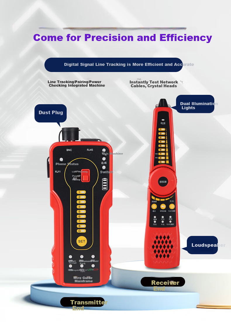 Wanglutong Network Cable Tester, Multifunctional Wire Tracer, POE Detector, 60V Voltage Resistance, Anti-Interference, Electric Voltage Tester, Cable Tracker CT-55 2