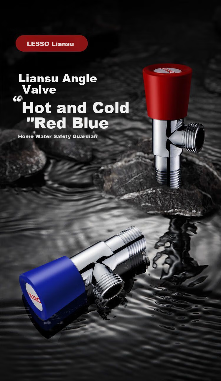 Liansu Stainless Steel Angle Valve Cold and Hot Copper Triangle Valve Water Stop Inlet Valve 1/2 Inch Water Heater Toilet Blue Single Mark 3