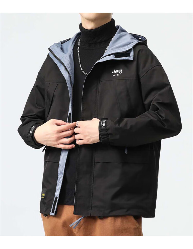 JEEP SPIRIT Men's Spring Autumn Windproof Tactical Jacket Casual Coat Gray XL 14