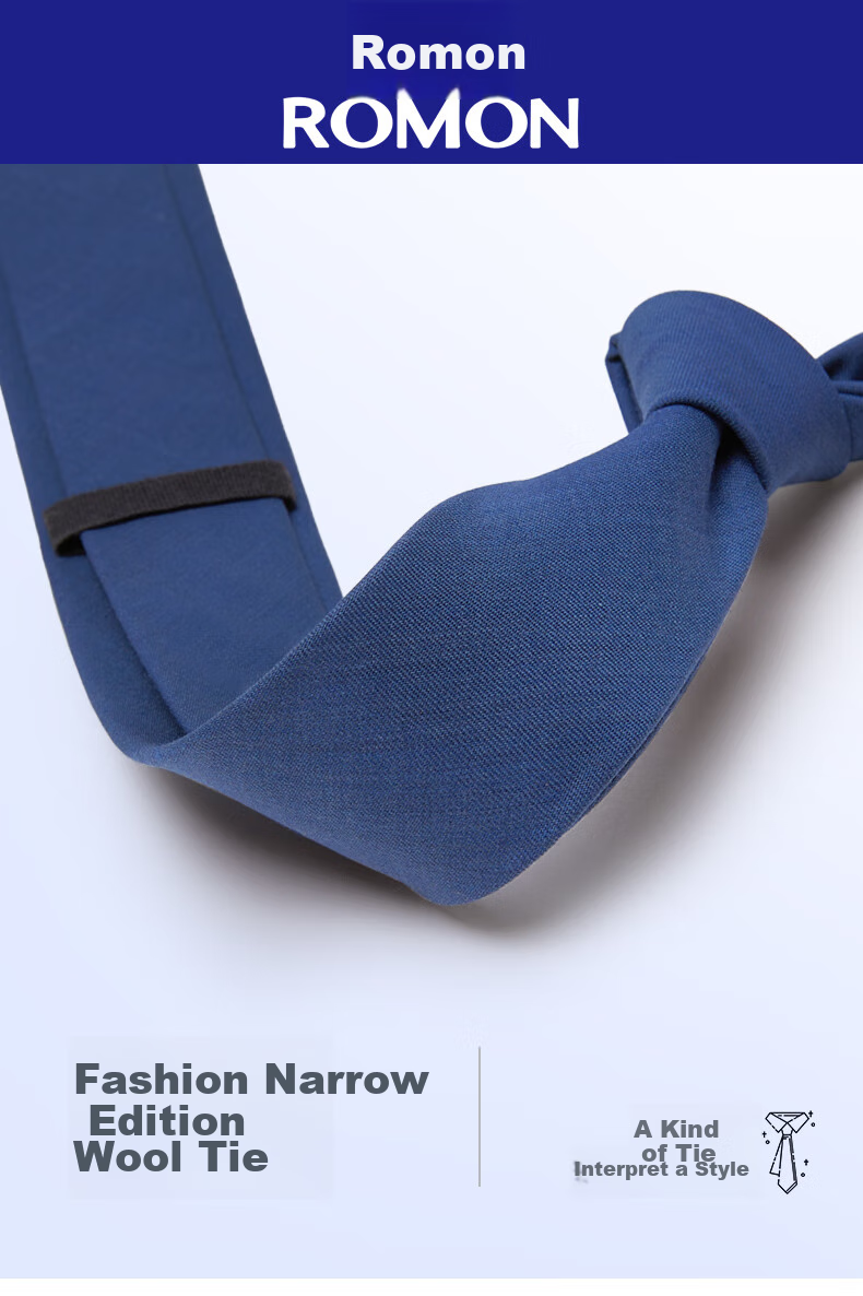 Luomeng Men's Wool Tie, Business Formal Wear, Solid Color Versatile Style for Interviews, Work, Weddings, 5.5cm Hand-Tied Gift Box Packaging 2