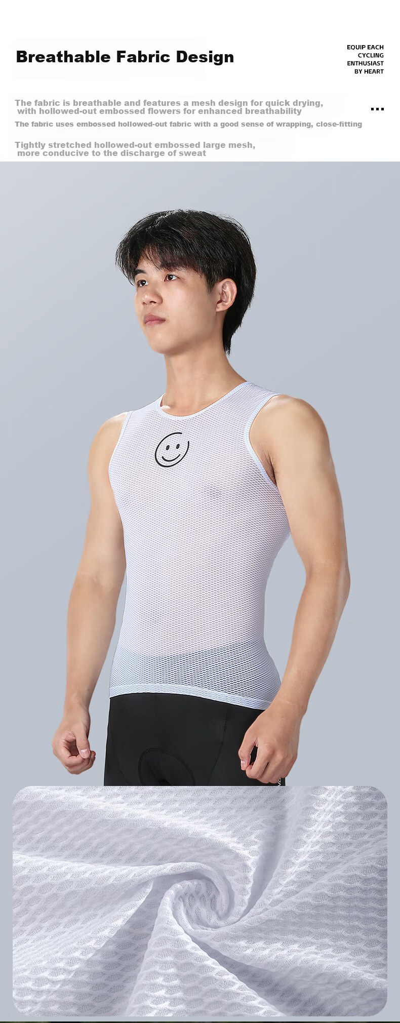 WestBiking Cycling Sweat-Wicking Shirt, Road Bike Men's Inner Sleeveless Vest, Sweat-Absorbing Breathable Top, Cycling Undershirt, White, L 7