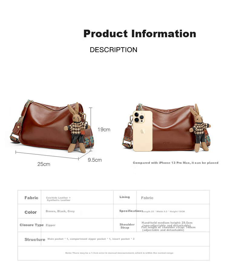 St&Sat Leather Large Capacity Bag, Crossbody Bag, Pillow Bag, Shoulder Bag, Practical Gift for Wife on May 20th 4