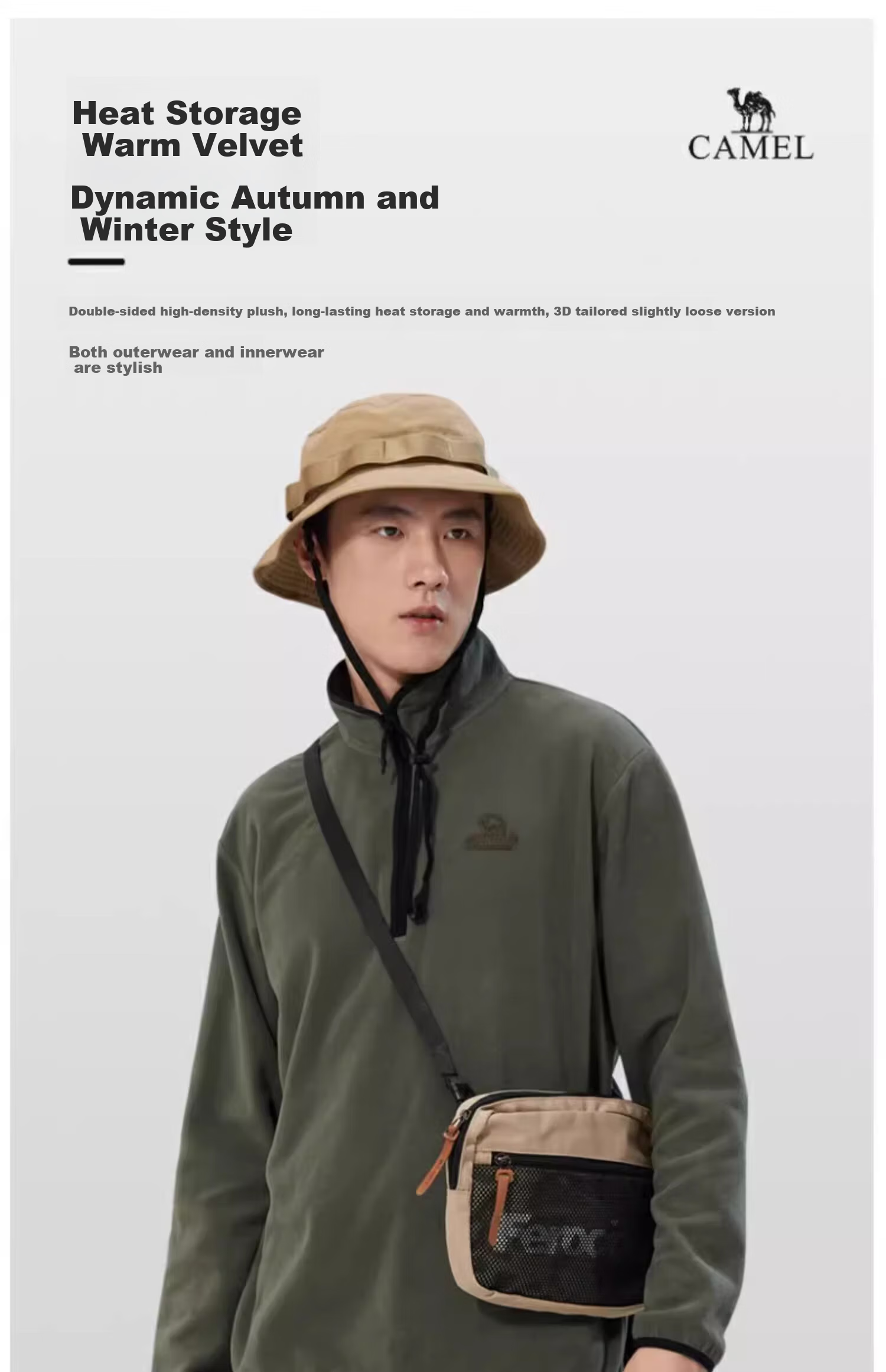 CAMEL Outdoor Fleece Jacket Unisex Sweatshirt Spring Autumn Warm Coat Inner Liner Purple L 1