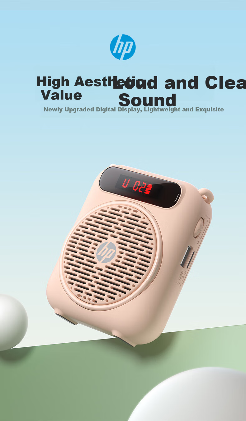 HP LS251 Lianhuiwei Amplifier, Teacher's Loudspeaker, Tour Guide Waist-Mounted Microphone, Bluetooth Small Speaker, Portable Card-Insertable Megaphone for Teaching And Lecturing, White 1