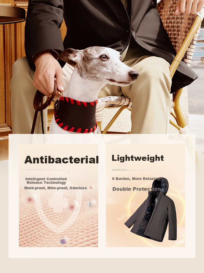Goldlion [Waterproof/Oil/Stain Resistant] 25 Autumn Winter Men's Down Jacket Windproof Warm Lightweight Outdoor Coat Light Beige 2XL 2
