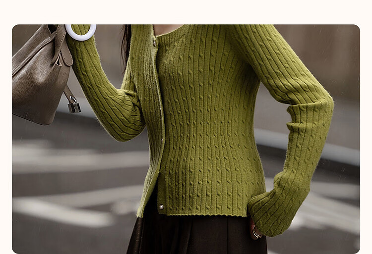 Dme (Xuainitianxin) Spring And Autumn French Square Collar Sweater, Simple Style Long-Sleeve Cardigan, Soft Elastic Knit Sweater, Women's Top 4