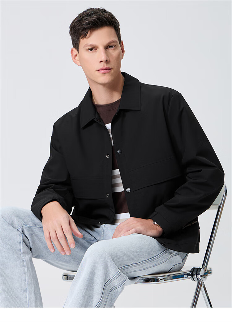 DANCING WOLVES [4A Waterproof] Lightweight Outdoor Workwear Jacket, Casual Easy-Care Versatile Men's Coat, 001 Black, Size S 1