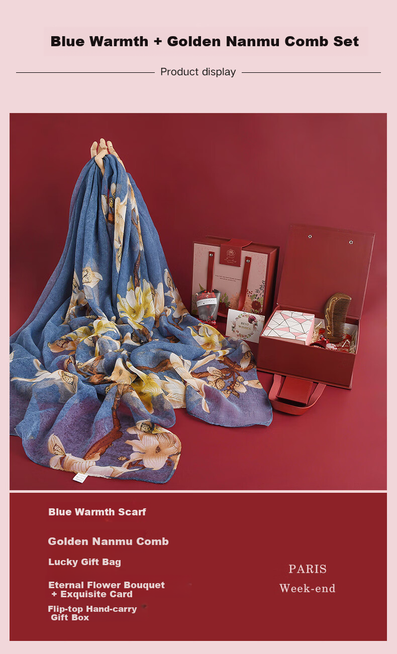 Hangsifu Silk Scarf for Women, Summer Gift Box, Shawl, Outer Wrap, Practical Birthday Present for Mom Or Wife, Mid-Autumn Festival Gift 5