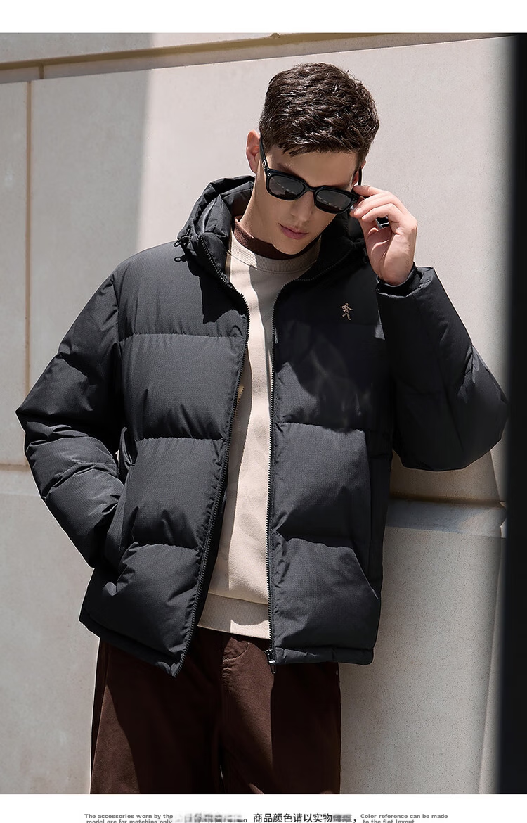 DANCING WOLVES [236G High-Loft Filling] Graphene Insulated Heavyweight Hooded Men's down Jacket, 001 Black, Size 185 6