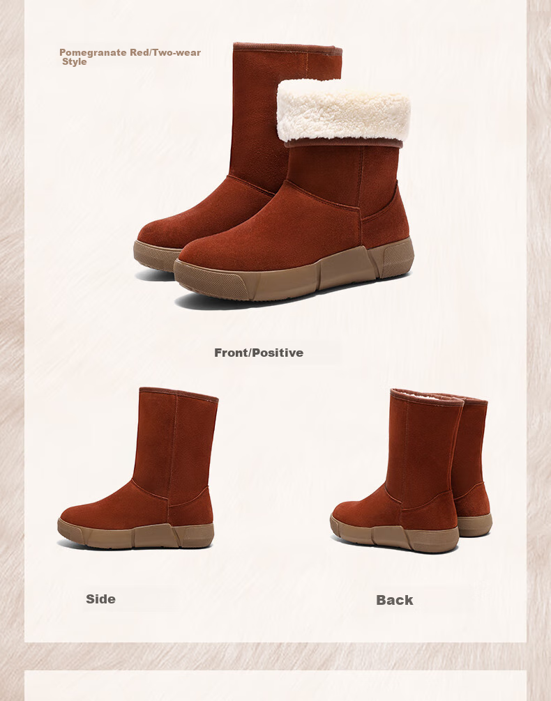 SENDA Snow Boots for Women, 2024 New Warm Plush Northeast Short Boots, Red-Medium/short Dual Wear, Size 37 19