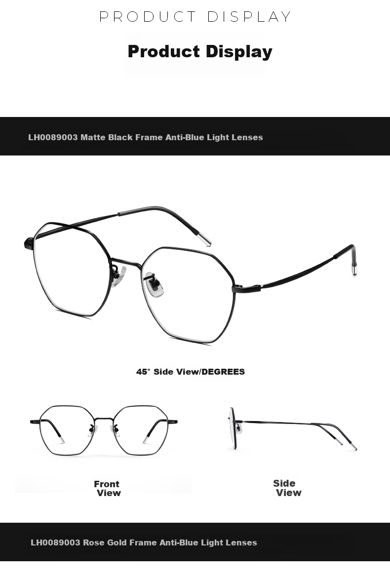 LOHO Blue Light Blocking Glasses Full Titanium Frame for Men And Women Students Fashionable Non-Prescription Eyeglasses Frame LH0089003 Rose Gold 11