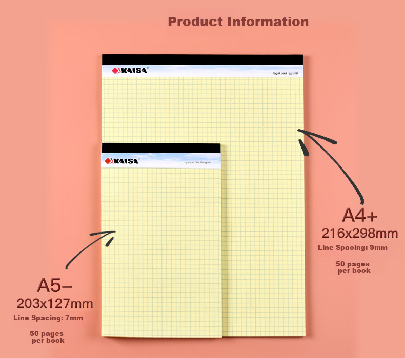 KAISA A4 Lined Notepad 50 Sheets WritePads 6-Pack KSU-0178 2