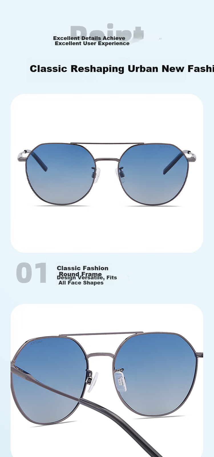 NAUTICA Polygonal Men's Trendy Sunglasses N5002SLB, 001-Black, 031-Brow 6