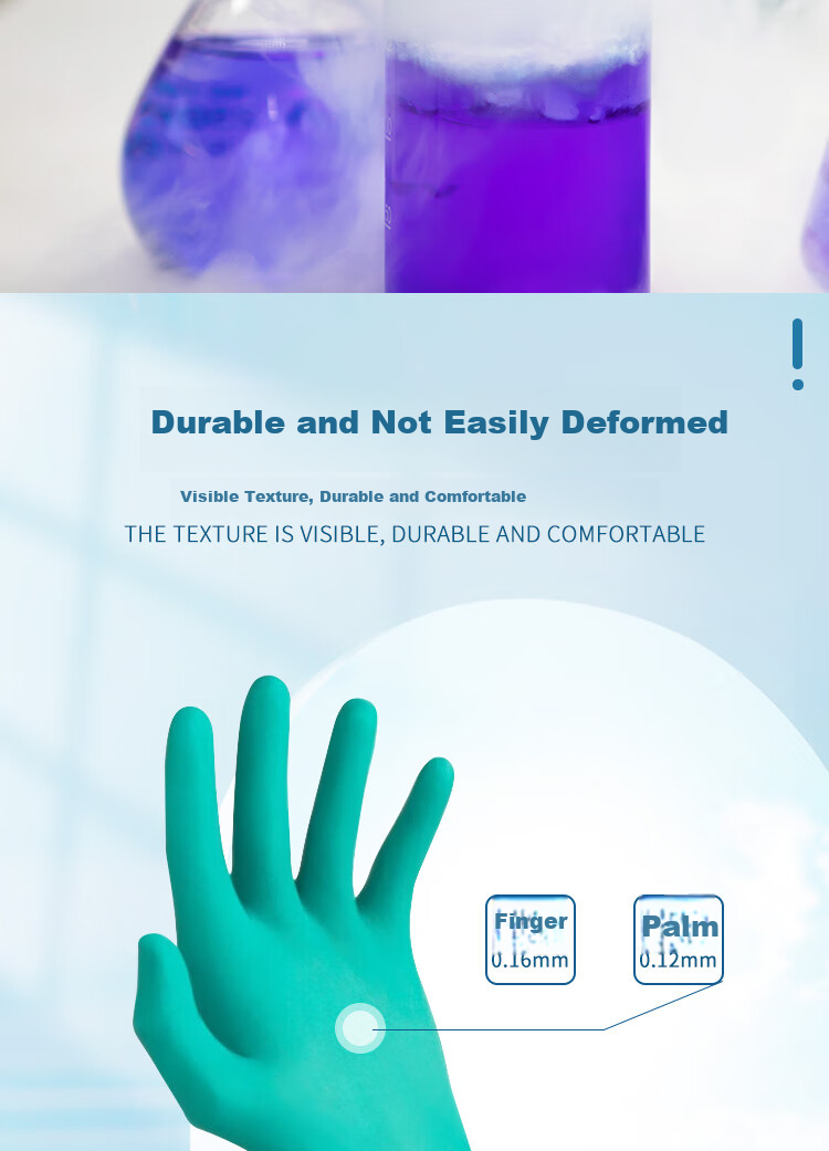 Ansell 92-600 Disposable Nitrile Gloves, Thickened Acid And Alkali Resistant Non-Slip Wear-Resistant Comfortable Powder-Free Industrial Food Laboratory Agricultural Protective Gloves, Size M, 100 Pieces/box 7