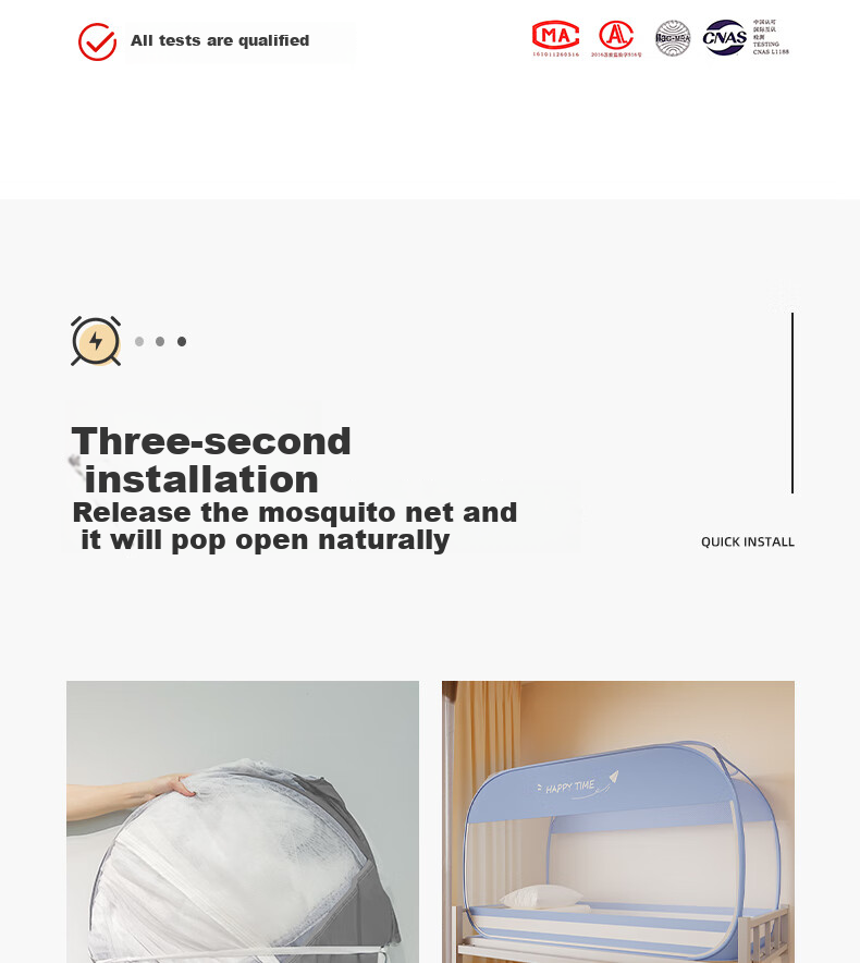 Lanwuxian Student Dormitory Mosquito Net, Mongolian Pack No-Installation Fall-Proof Mosquito Net, Suitable for Bunk Beds on Both Upper And Lower Levels, 0.9*1.9 Meters 8