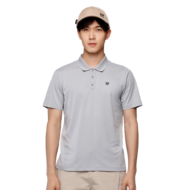 NORTHLAND Men's Short-Sleeve T-Shirt, Outdoor Moisture-Wicking Quick-Dry Polo Shirt NTSDH5387E, Harbor Mist Gray, Size 175