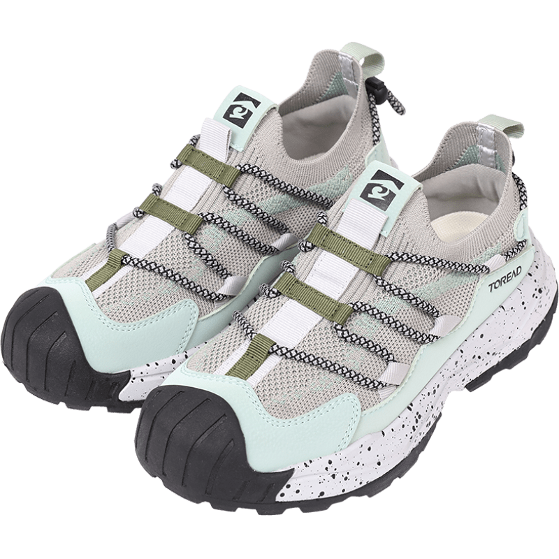 TOREAD [Yuexing] Children's Sports Shoes Boys and Girls Big Kids Spring Summer Bread Toe Hiking Shoes Light Green Gray Size 34