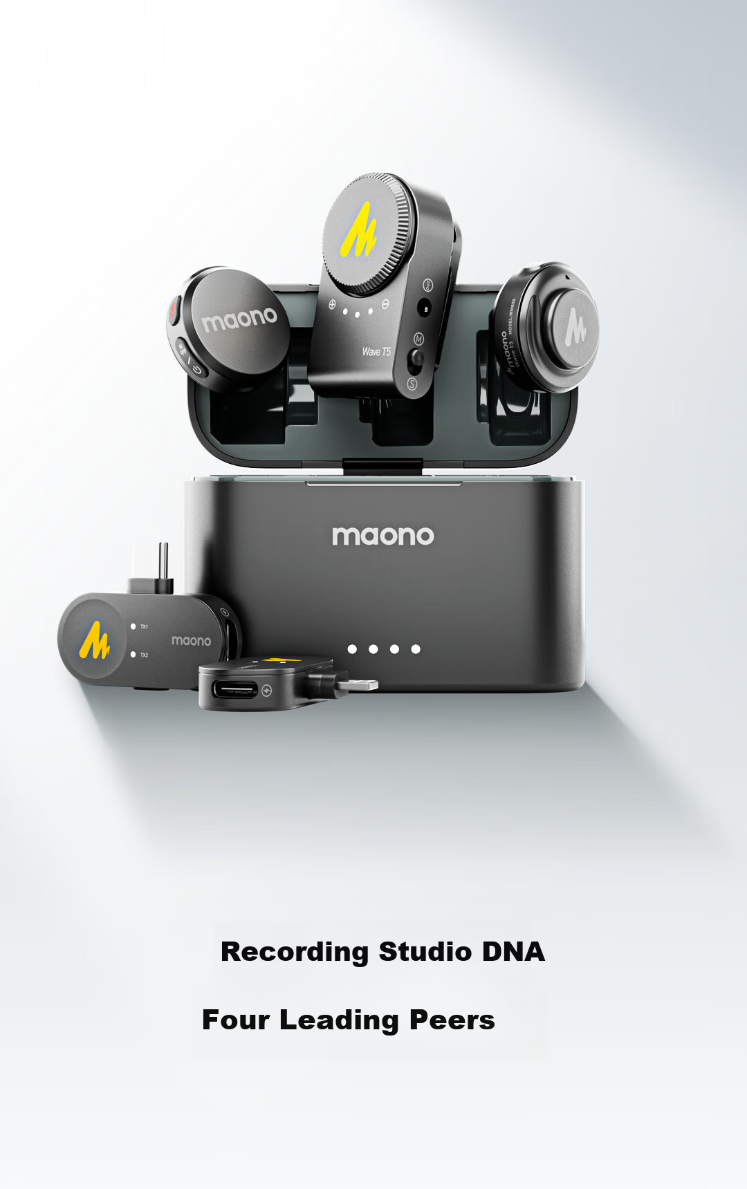 Maono T5 Wireless Lavalier Microphone, Live Streaming Mic with Two Channels, AI Noise Reduction, Mobile Phone Audio Pickup, Short Video Recording, Camera Microphone, Shanke Lightning Versio 4