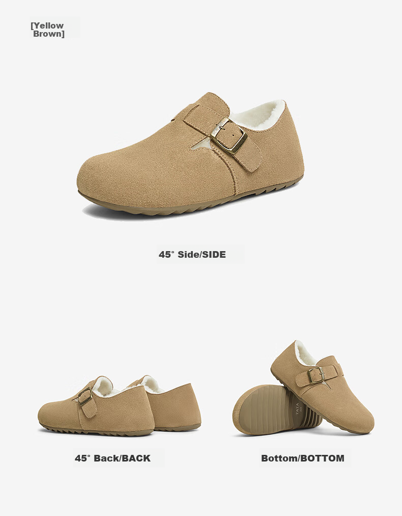 TATA Retro Fleece-lined Birkenstock-style Women's Shoes 2024 Winter CGW05AM5 Gray (Mauritius) Size 39 9