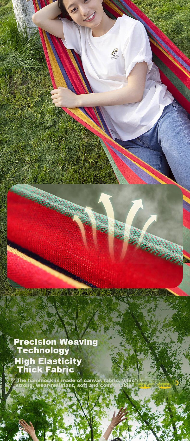 The Primitive Outdoor Adult Thickened Hammock Swing Chair, Anti-Rollover Hanging Bed, Garden Camping Equipment 5