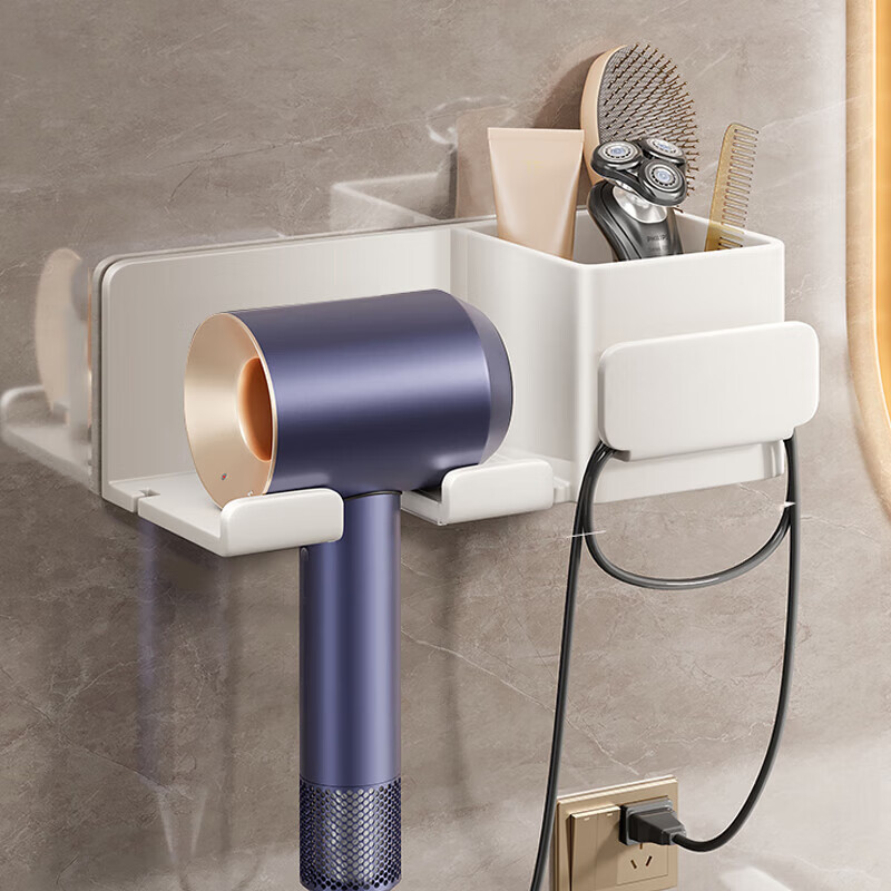 Huxiansen Hair Dryer Holder Storage Rack, No Drilling Required, Bathroom Electric Fan Hair Dryer Hanger 2