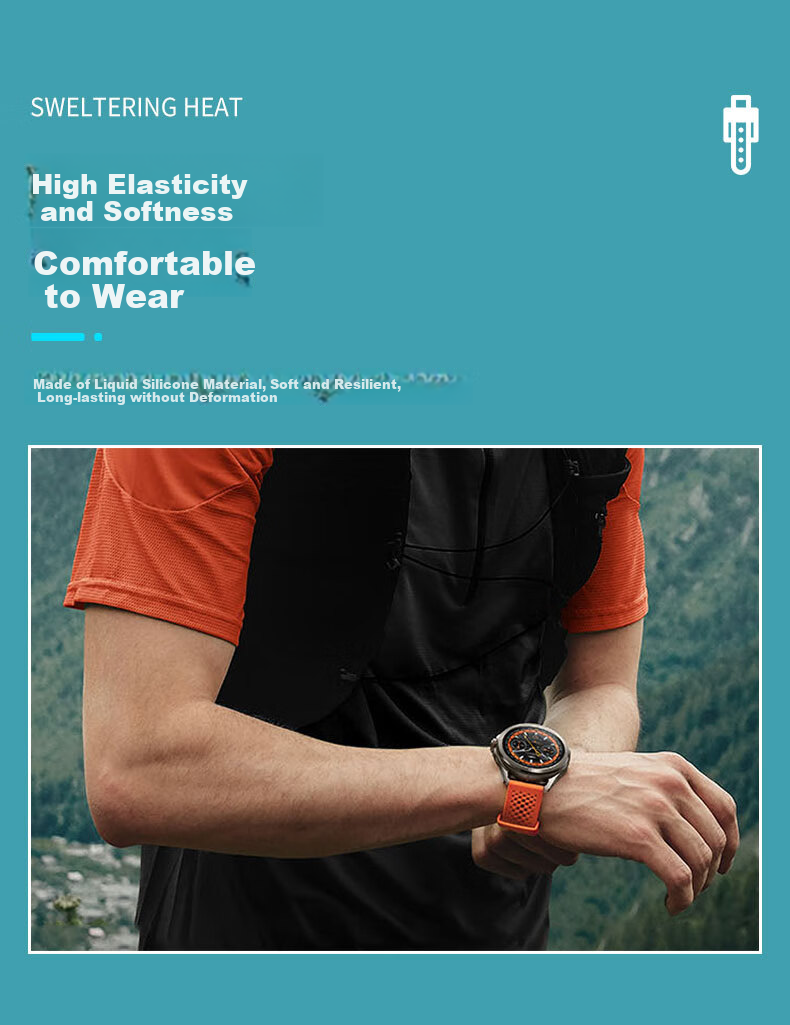 KMaxAI Compatible Liquid Silicone Watch Band for Xiaomi Watch S4/S4 Sport, Suitable for S1/S2/S3 Pro Watches, Color Sports Version Breathable Replacement Strap, Orange 4