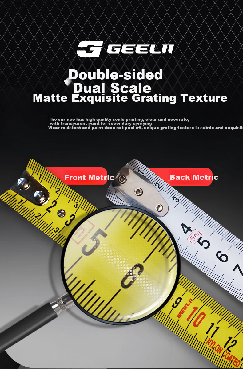 GeeLii 5-Meter Steel Tape Measure, Household Steel Measuring Tape with Case, Carpenter's Ruler for Renovation Measurement, 55160 8