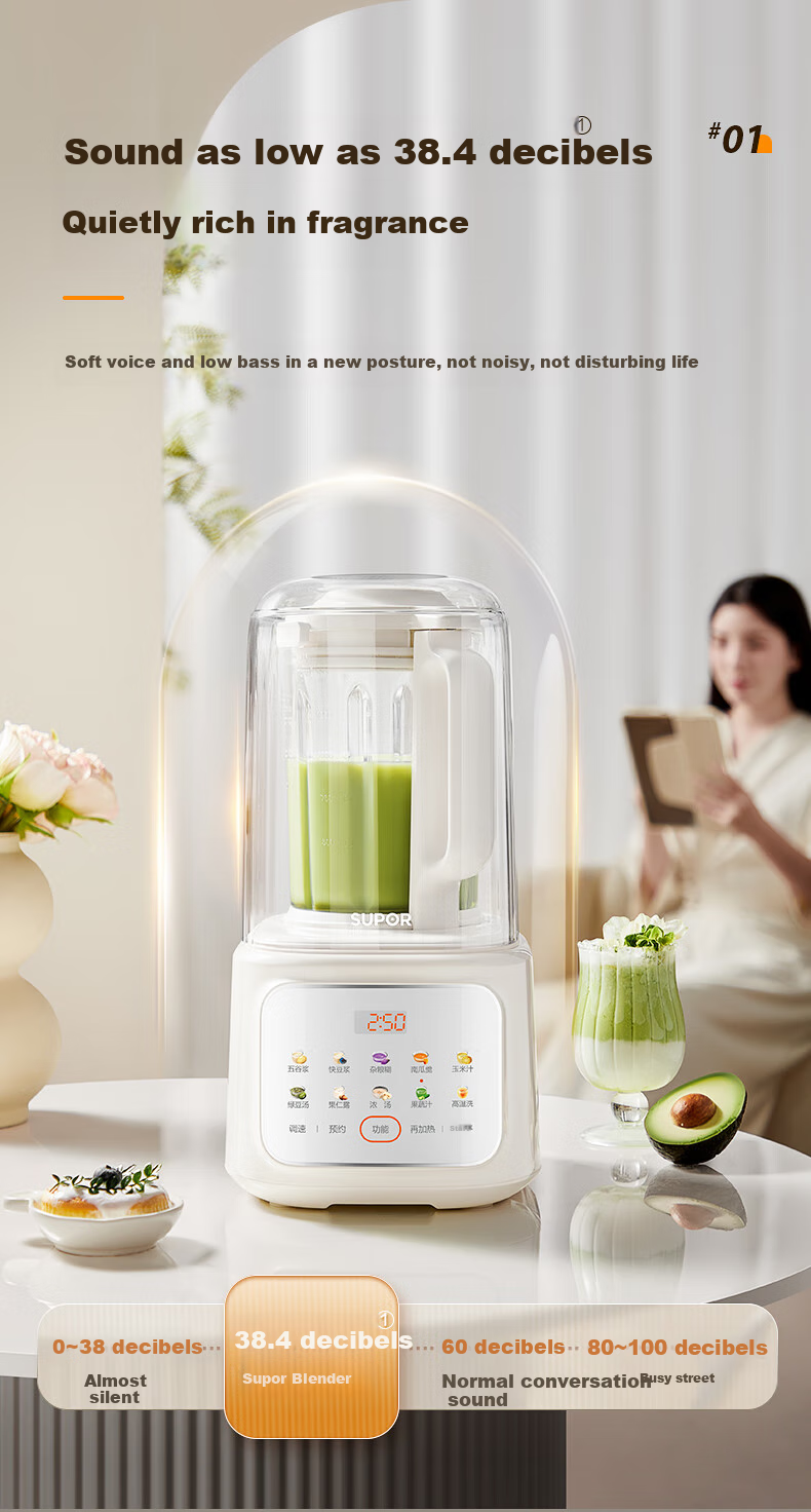 SUPOR Quiet Blender, 1.5L Low-Noise Covered Noise Reduction Soy Milk Maker, Programmable Heating Filter-Free Fully Automatic Baby Food Processor, Ice Crusher And Juicer Machine SPJ209S 3