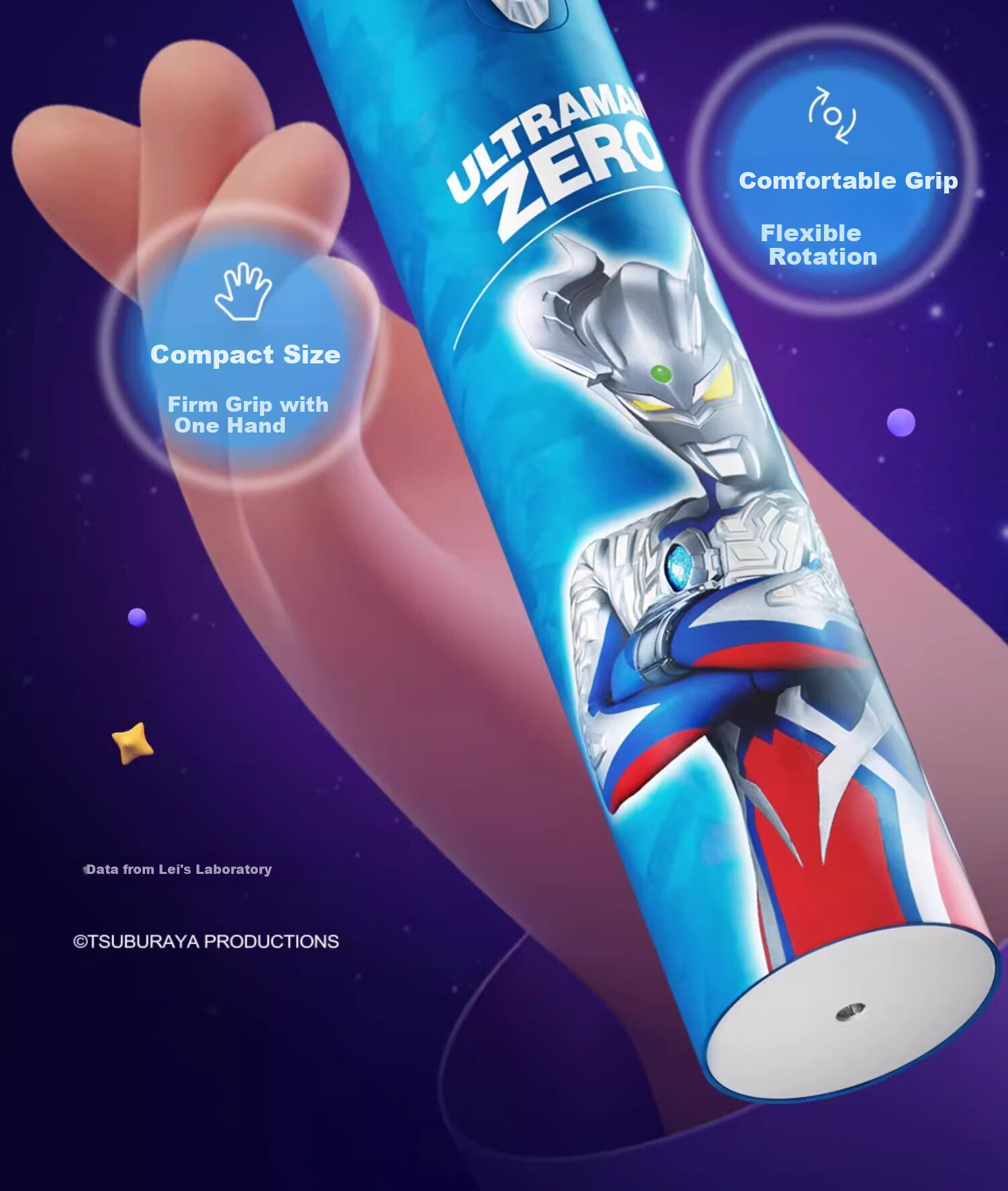 Lingdong Chuangxiang Reiji Sairo Ultraman Children's Toothbrush Retractable Transforming Super Elastic Soft Bristles for Kids Ages 3 to 6-8-12 15