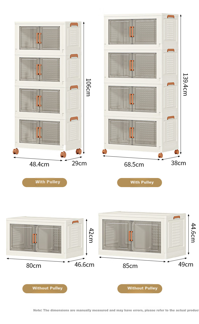 Jiekou Foldable Storage Cabinet Organizer Bookshelf Snack Cabinet, 1 Layer without Wheels 8